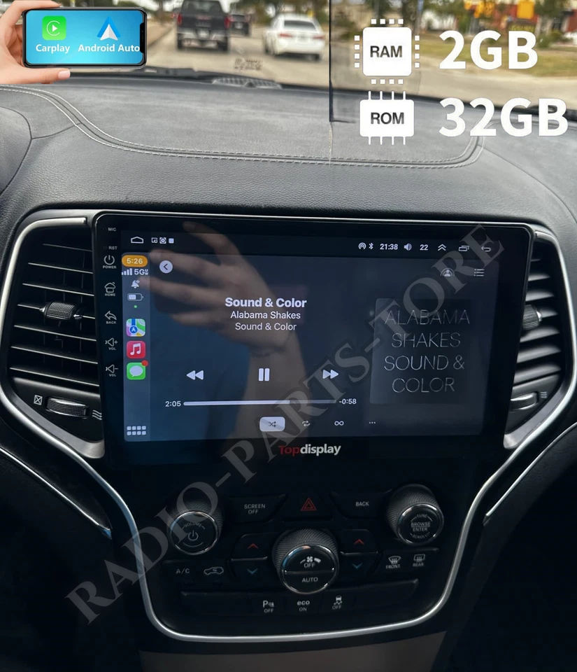 For 2014-2022 Jeep Grand Cherokee Android 13.0 Carplay Car Stereo Radio GPS Navi Foto 4 de 4