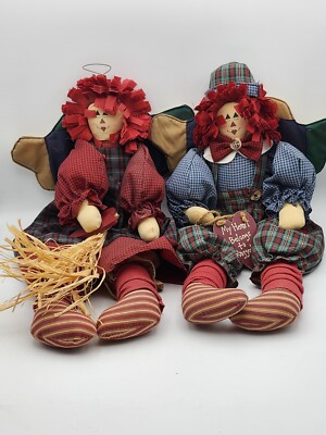 Set Of 2 Raggedy Ann & Ronnie Angel Dolls. 1996 & 1998. Mint 