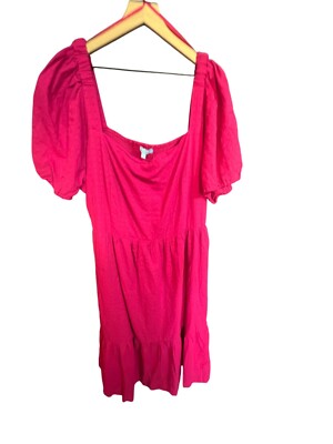 Draper James RSVP Womens 3X Pink Puff Sleeve Dress NWOT Cottagecore Milkmaid Boh