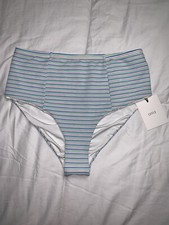 NWT ONIA Leah High Rise Bikini Bottom Stripe Pique Balloon Pink Multi Medium