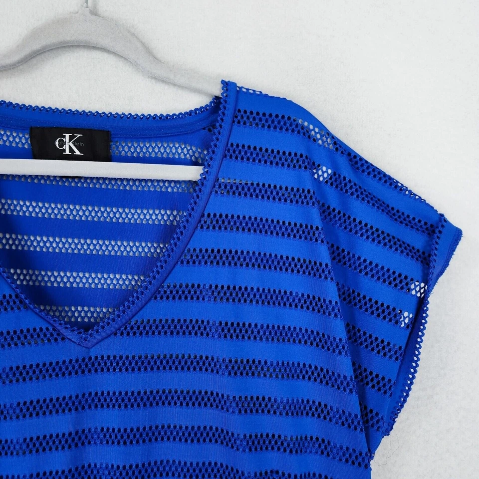 Vestido de playa transparente con red azul extra grande de Calvin Klein para mujer Foto 2 de 4