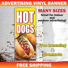 HOT DOGS Advertising Banner Vinyl Mesh Sign Street Food Sandwich Restaurant Bar