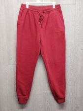 Hurley Joggers Mens XL Fleece Relaxed Fit Sweatpants Red Drawstring Pockets Logo