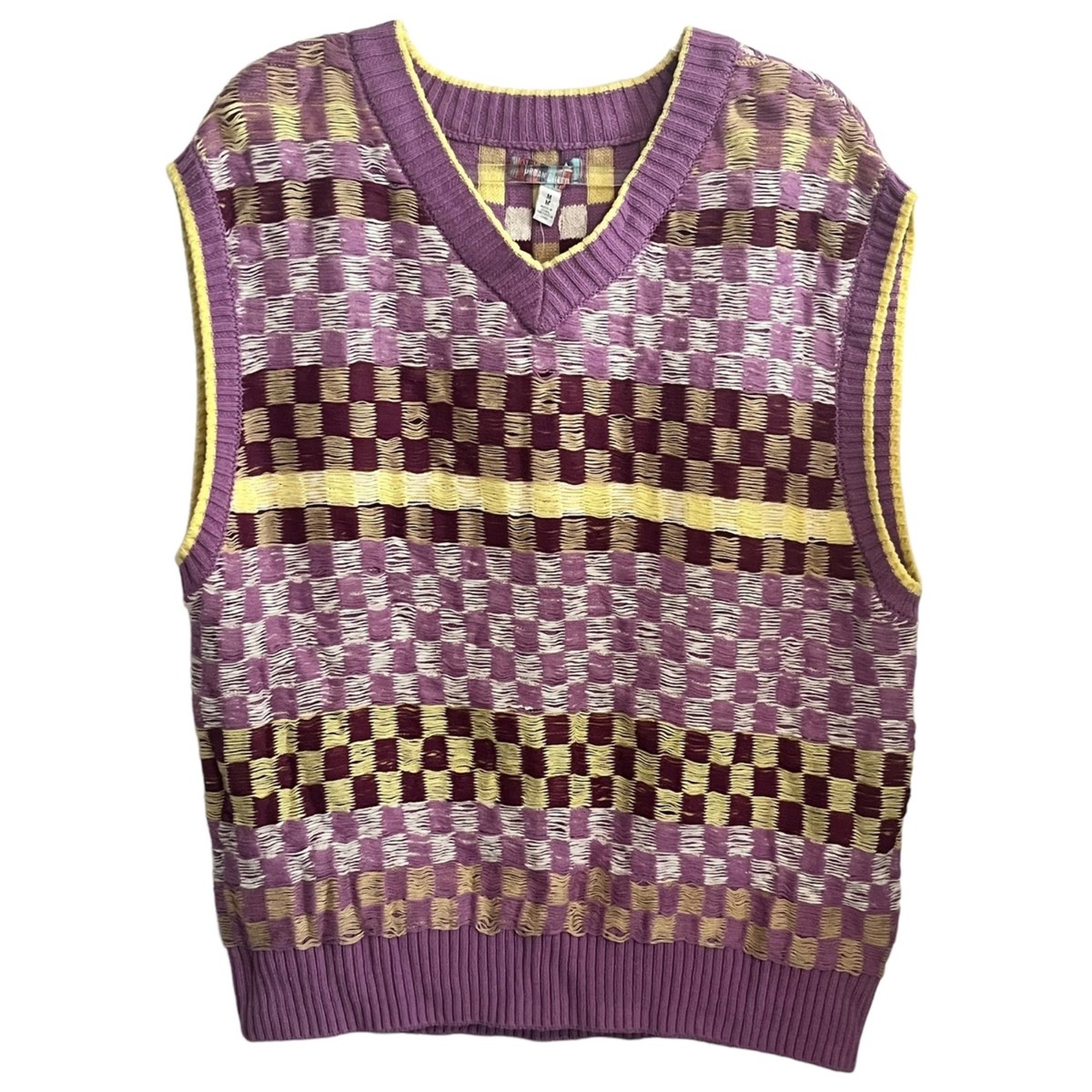 NEW URBAN OUTFITTERS MENS SWEATER VEST SMALL LUCAS CHECK CHECKER