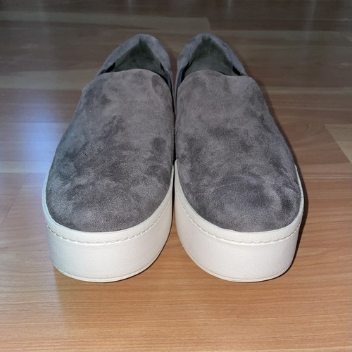 Vince $250 Warren Gray Suede Platform Slip On Sneakers Size 7.5 - Picture 3 of 12