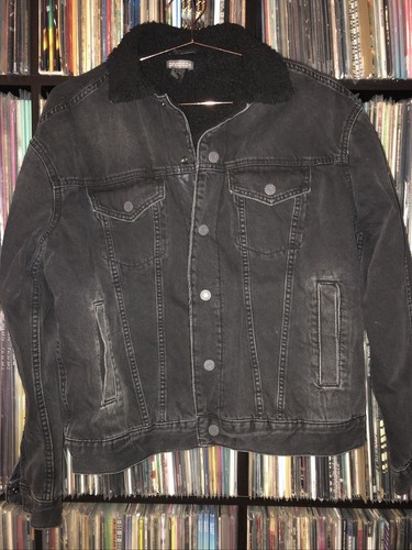 H\u0026m Black Denim Jacket Wool Lining 