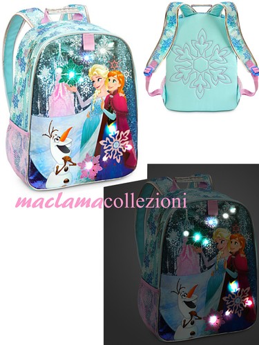 ZAINO FROZEN CON LUCI scuola Elsa Anna Disney Store maclama | eBay