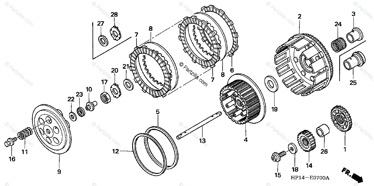 HONDA CLUTCH BASKET,STARTER GEAR BEARING TRX 400EX,450R,450ER 91022MT7