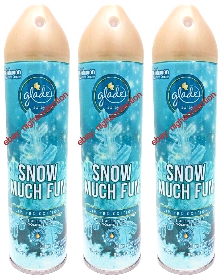 3x S.C.Johnson Glade SNOW MUCH FUN Air Freshener Spray Odor Eliminator