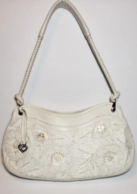 BRIGHTON MASTERPIECE MAGNOLIA LA SAGRADA 3D FLORAL APPLIQUE SHOULDER BAG MRP$450