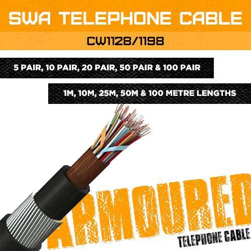 ARMOURED TELEPHONE CABLE 5 PAIR 100 PAIR EXTERNAL BT CABLE SWA CW1128