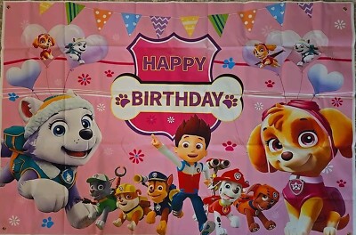 Paw Patrol Character Birthday Backdrop, 3.5ftx5ft w/ Party Deco & Access for 30