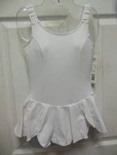 Body Wrappers GIRLS BALLET DANCE DRESS Tank Leotard Skirt Attached White 3005