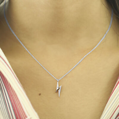 950 Platin Blitz Anhänger Halskette mit 0,03 ct Diamant Schmuck