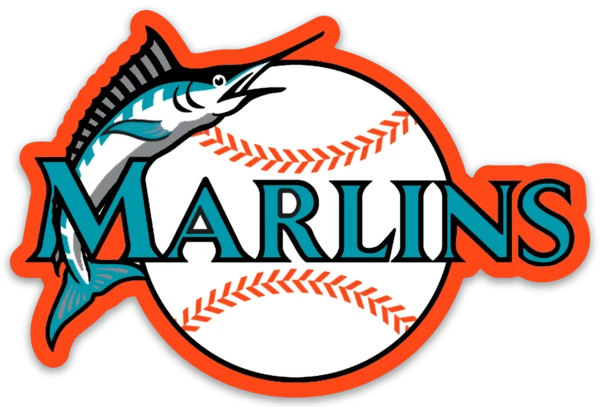 Miami Marlins Logo Type w/ Marlin & baseball MLB Baseball Die-Cut MAGNET