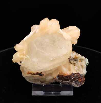 190g Natural Calcite Crystal with Stilbite On Base Minerals Specimen