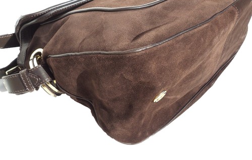 JIMMY CHOO Chocolate Brown Leather Suede Flap GHW Adjustable Strap Saddle Bag GC - Picture 11 of 12