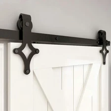 5-12FT Sliding Barn Door Hardware Track Kit for Single Wood Door Diamond Shape