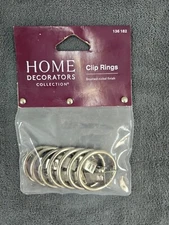 Home Decorators Collection Brushed Nickel Steel Curtain Rings W/Clips (Set of 7)