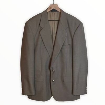 Hardy Amies Mens Tan Brown Wool Blend Sports Coat Blazer Suit Jacket Size 44L