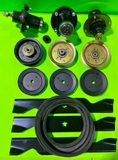 Z254F DECK REBUILD KIT: CAST IRON SPINDLES,  LIFT BLADES, PULLEYS BELT