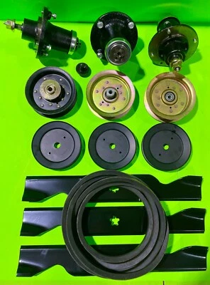 LAWNMOWER PARTS WORLD Z254F DECK REBUILD KIT: CAST IRON SPINDLES, LIFT BLADES, PULLEYS BELT