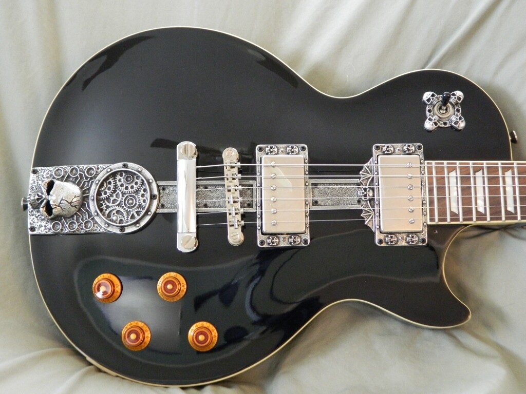 6 pezzi SKULL Steampunk per chitarra Epiphone Les Paul Standard personalizzati fatti a mano!!