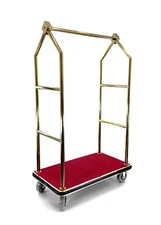Hotel luggage cart | Bellman's Cart | Rectangular Red Carpet Base | Angled Top.