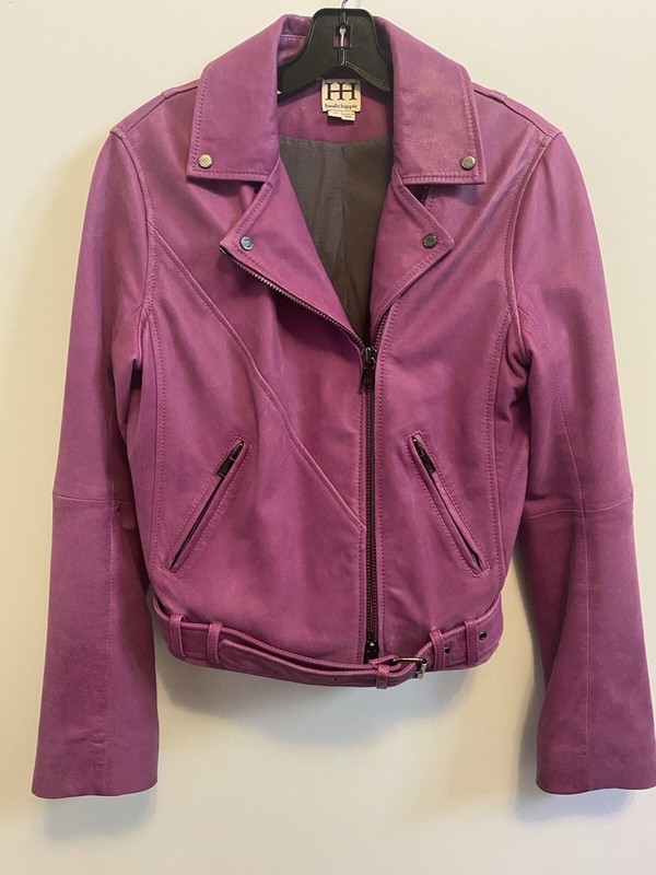 Haute Hippie Real Leather Pink/Purple Motorcycle Jacket Sz M