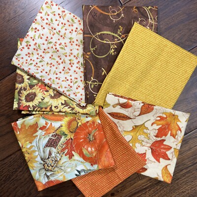 Lot Of Fabric- Fall- Red Rooster Fabrics- 7 Fat Quarters- Sunflower Fabric
