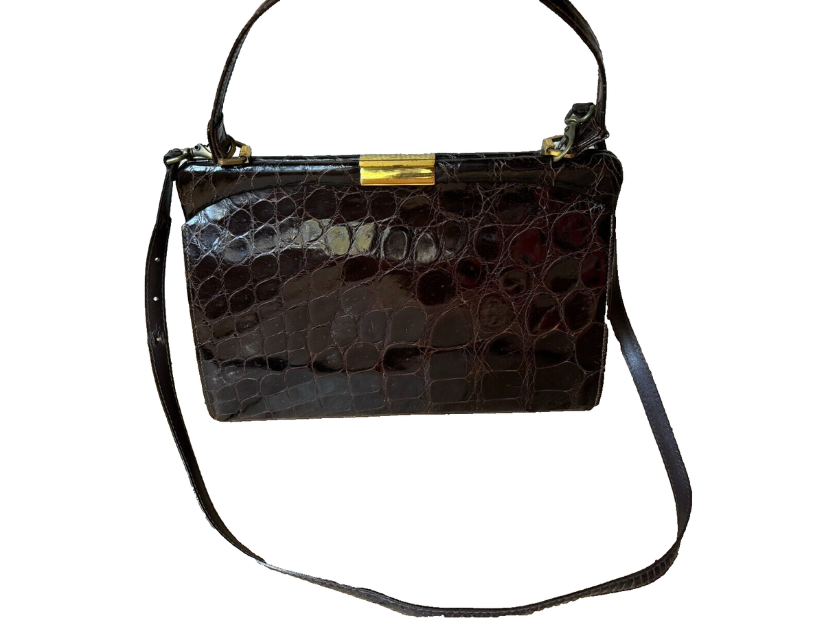 quiet Luxury Handtasche braun Lackleder Kelly bag Schulterriehmen Leder  vintage