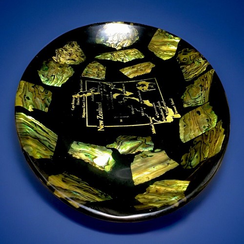 New Zealand Paua Abalone Shell Lacquered Tray Souvenir Fiordland NZ 70s Vintage - Picture 5 of 11