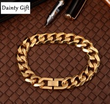 Hip Hop Men Women Titanium Stainless Steel 13 mm Miami Cuban Chain Bracelet 8.2"