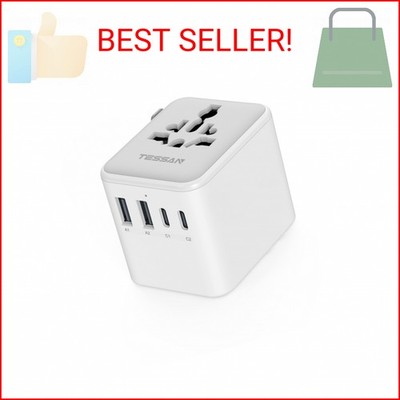 TESSAN Universal Travel Adapter, International Power Adapter with 2 USB C 2 USB