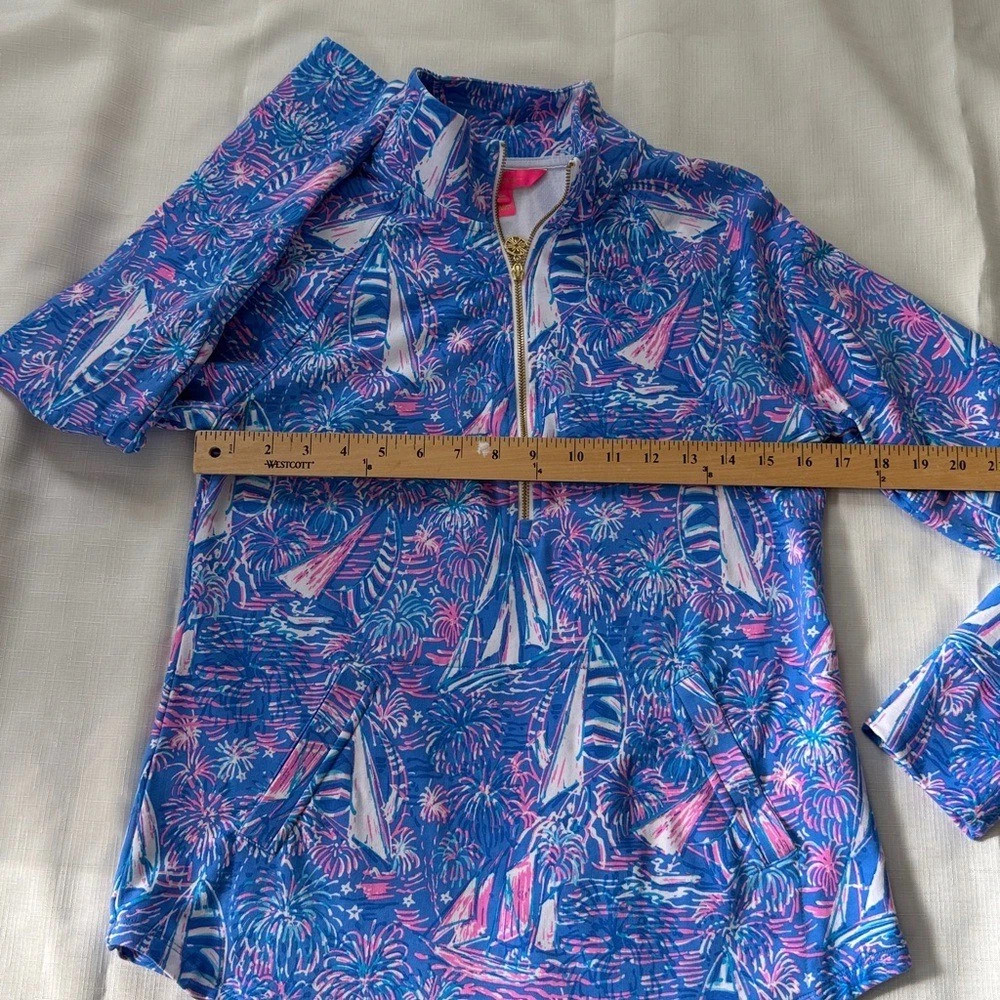 Lilly Pulitzer Blue and Pink Tropical Print Top - product detail image 6