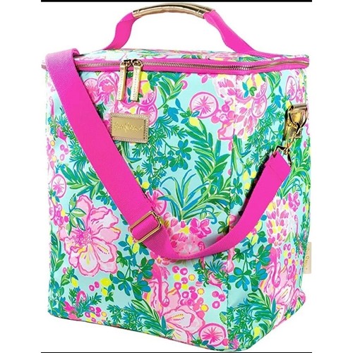 Portavivande/Vino Isolato Lilly Pulitzer Raffreddatore Fruttato Rosa Fenicottero/Acqua Nuovo con etichette - Foto 1 di 8