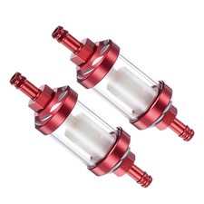 Universal Motorcycle Petrol Fuel Gasoline Oil Filter, Red, 2Pcs