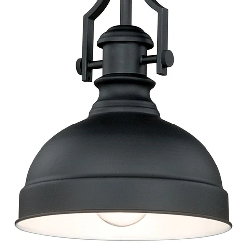 Vaxcel Lighting P0193 Bronze Keenan 8"W Pendant With Black Metal Shade - Picture 2 of 9