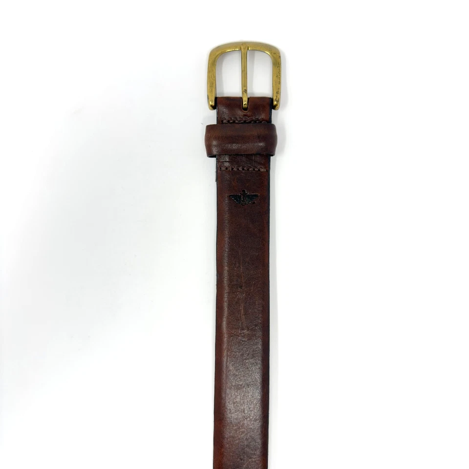 Cinturón de cuero de vaca de grano completo Dockers marrón talla 36 hecho a mano EE. UU. - USADO Foto 4 de 4