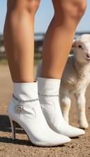 Women Silver Metal Chain 2 Boot Bracelets Shoe Sun Charm Adjustable HANDMADE USA