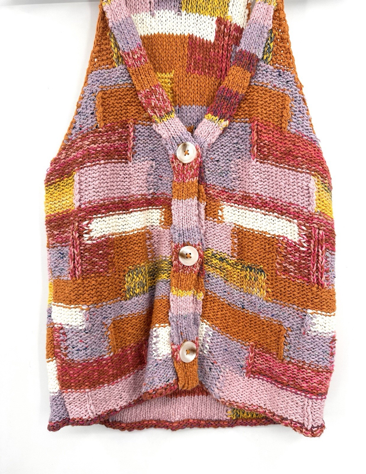 Pilcro Cropped Patchwork Knitted Multicolor Butto… - image 3