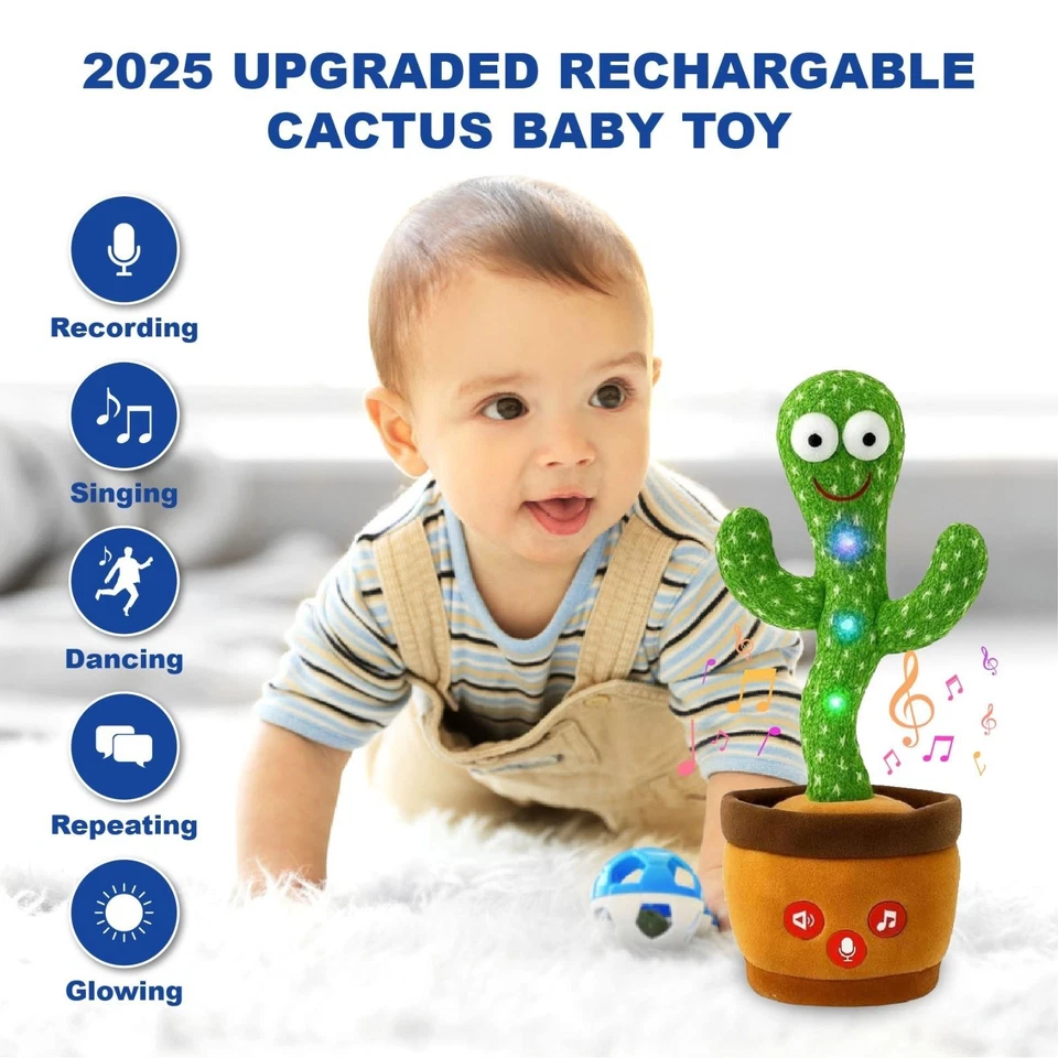 Juguete de cactus parlante bailando para niños: canta, repite, se enciende, control de volumen Foto 2 de 4