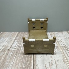 Vintage Sylvanian Families Calico Critters Bed Rustic Hearts