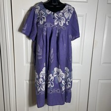 Vintage Anthony Richards Patio Dress Women XL Purple White Floral Short Sleeve