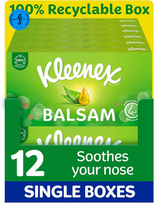 Kleenex  Balsam Gesichtstücher - 12er Pack Taschentücher 12 Boxen (768 Blatt)