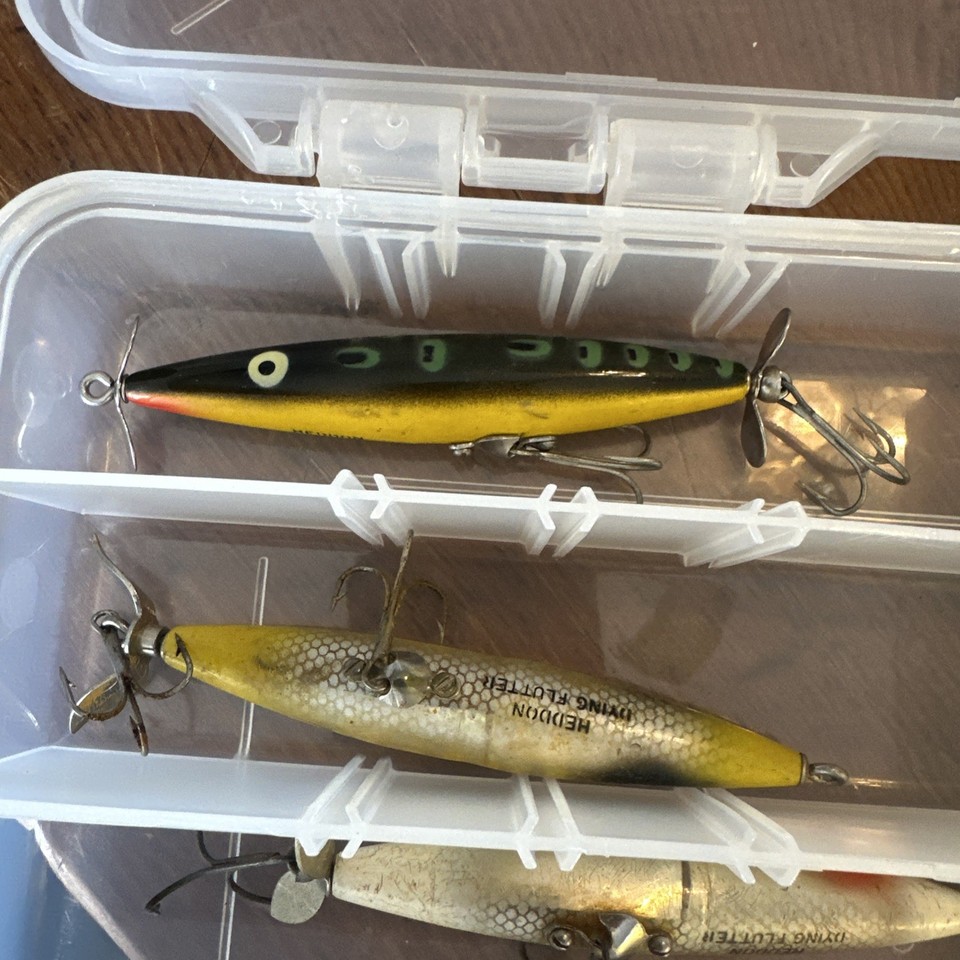 Leurre De Pêche Vintage Heddon Dying Flutter - Topwater - Taille 4 - Noir Et Blanc