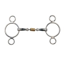 Shires Blue Sweet Iron Two Ring Gag Horse Bit with Brass Rollers - Multiple