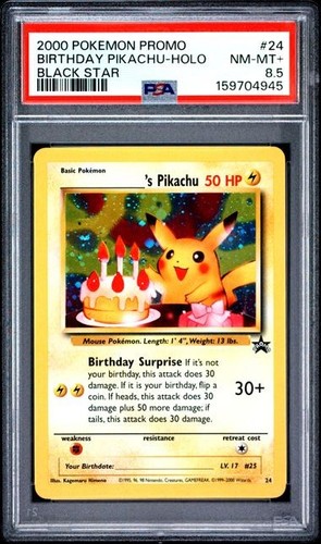 POKEMON BIRTHDAY PIKACHU 2000 BLACK STAR #24 HOLO PSA 8.5