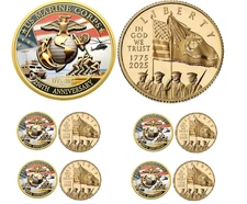Marine Corps 250th Anniversary Coins,US Army Challenge Coins 4 piece