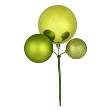 Vickerman 18" Plastic Ball Ornament Christmas Picks in Lime Green (Set of 3)
